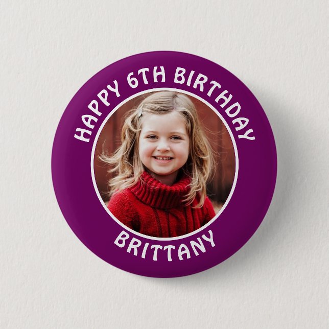 Personalized Photo, Name and Age Birthday Button (Front)