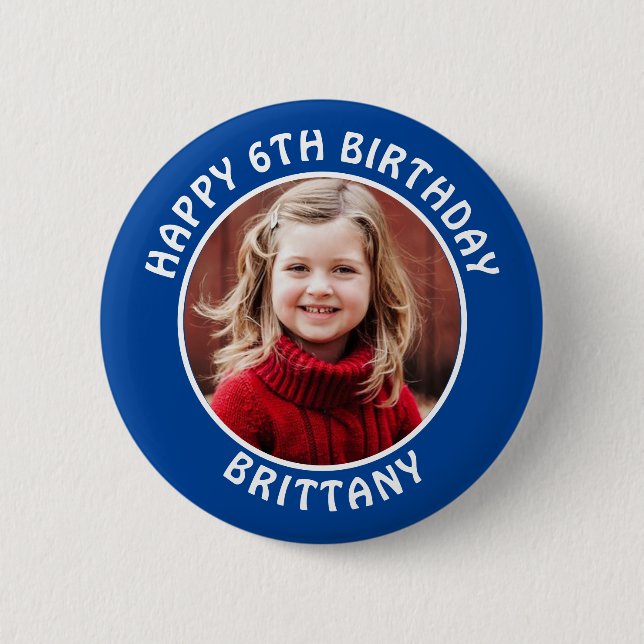 Personalized Photo, Name and Age Birthday Button (Front)
