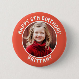 Personalized Photo, Name and Age Birthday Button