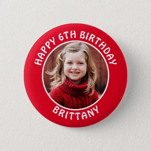 Personalized Photo Name and Age Birthday Button