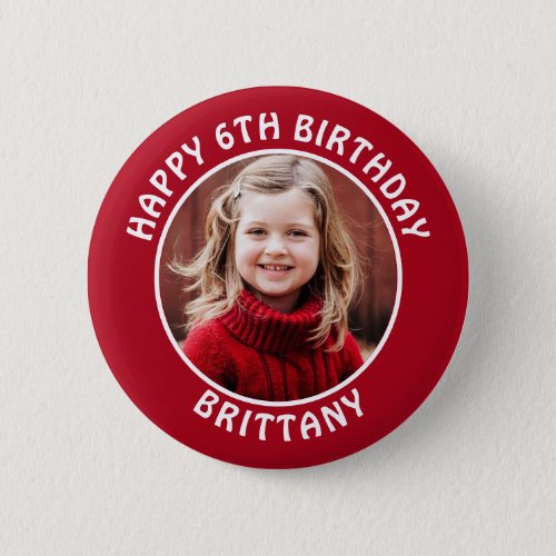 Personalized Photo Name and Age Birthday Button
