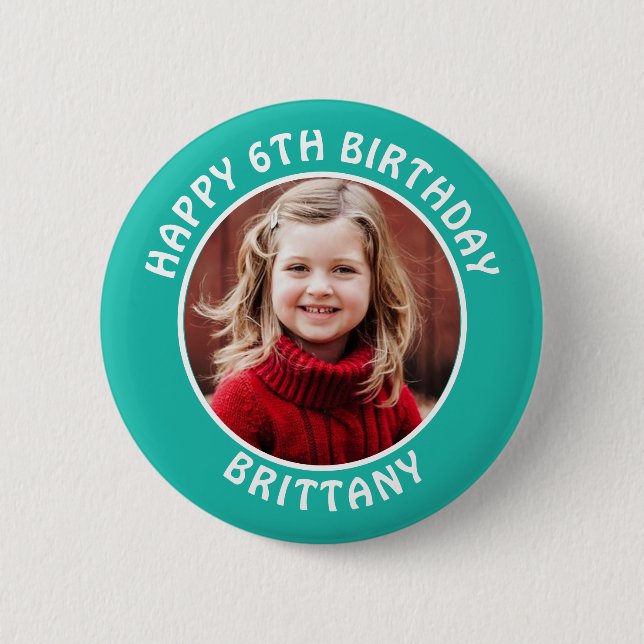 Personalized Photo, Name and Age Birthday Button (Front)