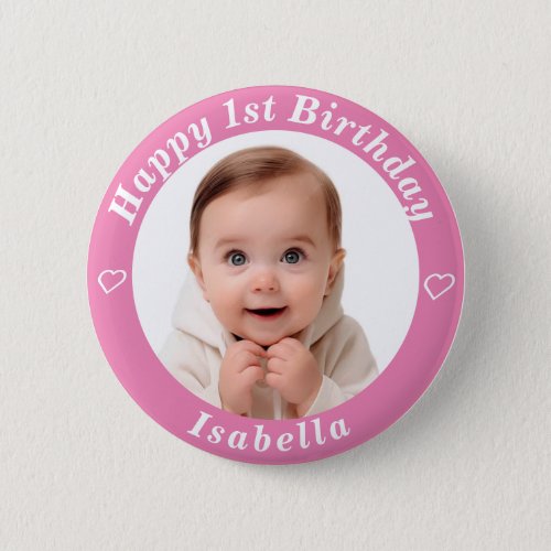 Personalized Photo Name And Age Birthday Button