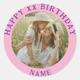 Personalized Photo, Name And Age Birthday Classic Classic Round Sticker