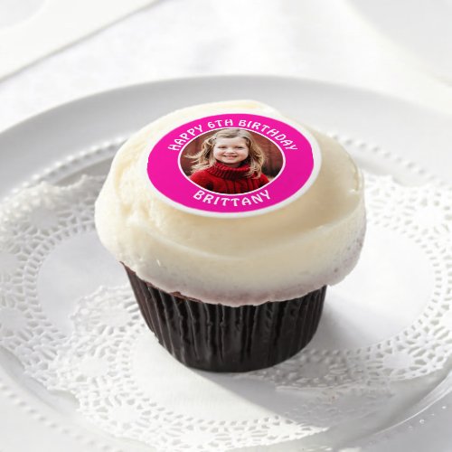 Personalized Photo Name and Age Birthday Edible Frosting Rounds