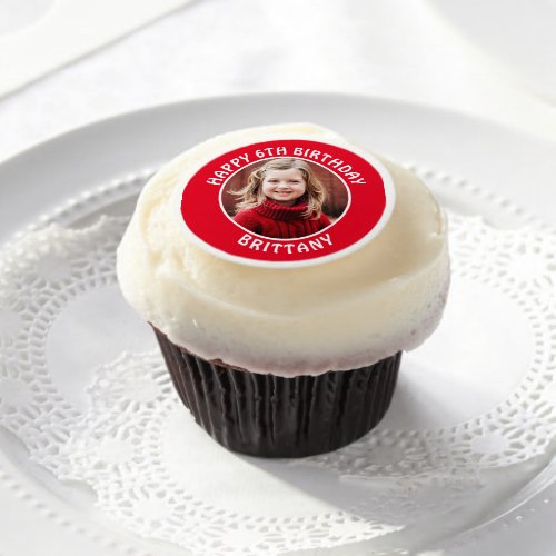 Personalized Photo Name and Age Birthday Edible Frosting Rounds