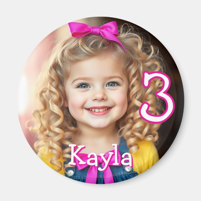 Personalized Photo, Name and Age Refrigerator  Magnet (Front)