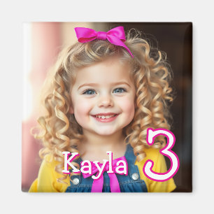 Personalized Photo, Name and Age Refrigerator Magnet