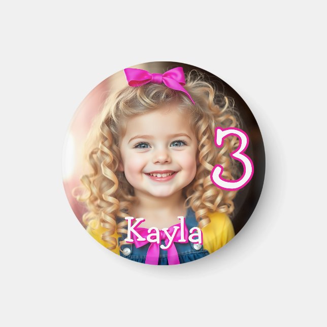 Personalized Photo, Name and Age Refrigerator  Magnet (Front)