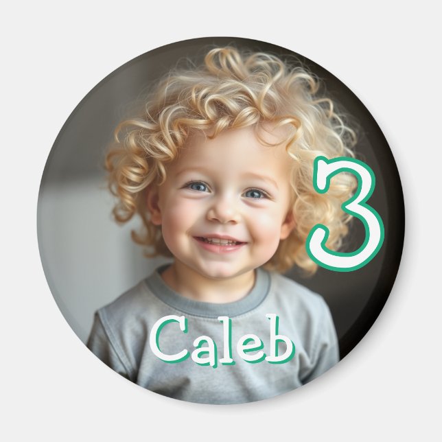 Personalized Photo, Name and Age Refrigerator  Magnet (Front)