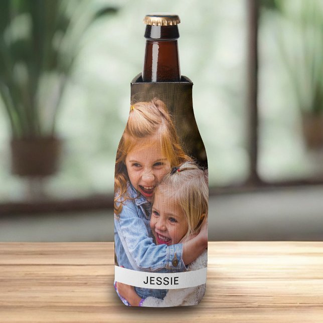 Personalized Photo & Name Beer Bottle Cooler (Creator Uploaded)
