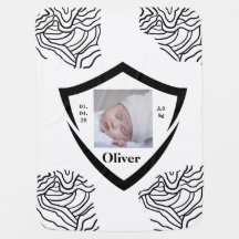 Personalized Photo, Name & Birth Details in Black