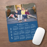 Personalized Photo Name Blue 2025 Calendar Mouse Pad<br><div class="desc">Keep the people you love nearby with a personalized 2025 calendar mouse pad. Replace the sample photo and name with your own in the sidebar. The custom text is in a modern white script font. Below it is an easy to read white 2025 calendar on a blue background. Makes a...</div>