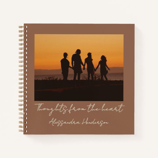 Personalized Photo Name Boho Terracotta Thoughts  Notebook (Front)