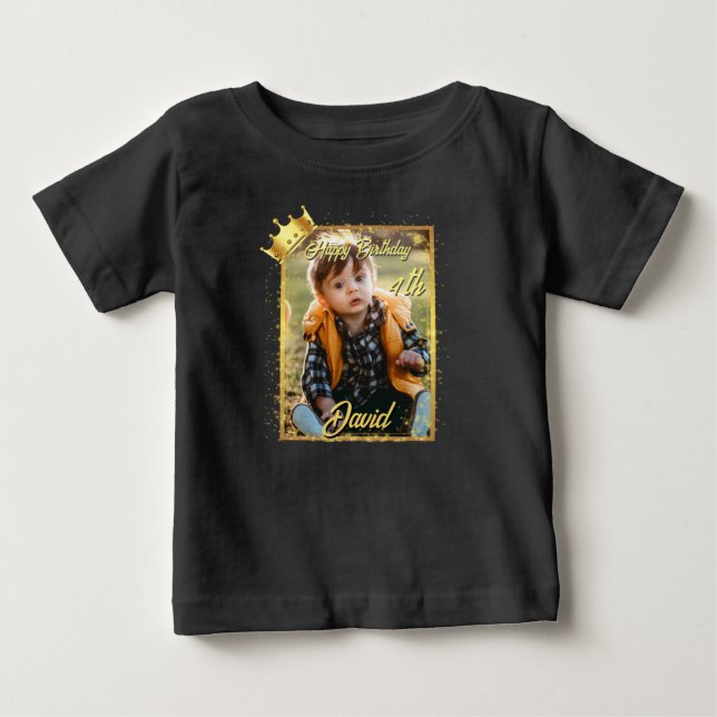Personalized Photo Name Boy Birthday Baby T-Shirt (Front)