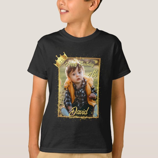 Personalized Photo Name Boy Birthday T-Shirt (Front)