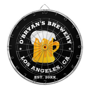 Personalized photo name brewery bar black dart board