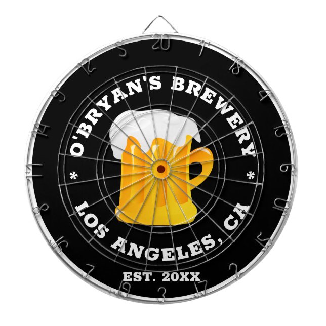 Personalized photo name brewery bar black dart board (Front)