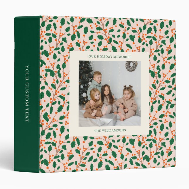 Personalized Photo Name Christmas Holiday Memories 3 Ring Binder (Front/Spine)