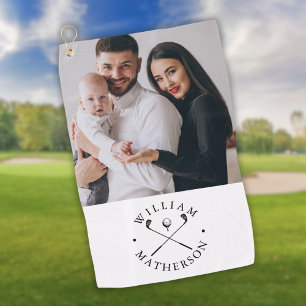 Personalized Photo Name Clubs And Ball Golf Towel