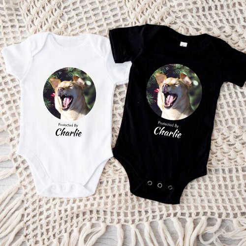 Personalized Photo Name Dog Pregnancy Announcement Baby Bodysuit