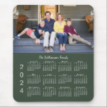 Personalized Photo Name Green 2024 Calendar Mouse Pad<br><div class="desc">Keep the people you love nearby with a personalized 2024 calendar mouse pad. Replace the sample photo and name with your own in the sidebar. The custom text is in a modern white script font. Below it is an easy to read white 2024 calendar on a green background. Makes a...</div>