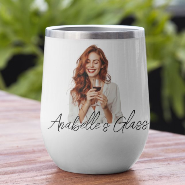 Personalized Photo Name Monogram Gift  Thermal Wine Tumbler (Creator Uploaded)