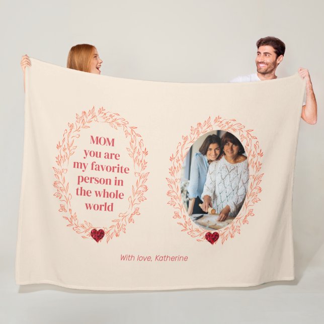 Personalized Photo Name Mother’s Day Fleece Blanket (In Situ)