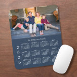 Personalized Photo Name Navy Blue 2026 Calendar Mouse Pad<br><div class="desc">Keep the people you love nearby with a personalized 2026 calendar mouse pad. Replace the sample photo and name with your own in the sidebar. The custom text is in a modern white script font. Below it is an easy to read white 2026 calendar on a navy blue background. Makes...</div>