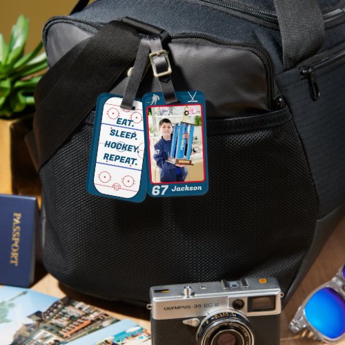Personalized Photo Name Number Hockey Bag Tag