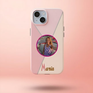 Personalized Photo & Name Pastel Pink Color Block iPhone 17 Pro Max Case