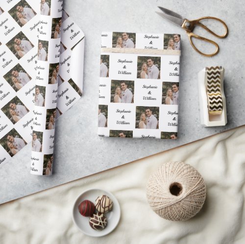 Personalized photo name pattern  wrapping paper