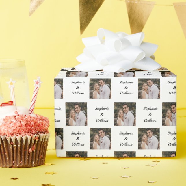 Personalized photo name pattern  wrapping paper (Birthday Party)
