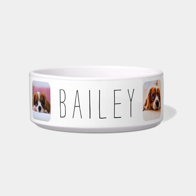 Personalized Photo Name Template Simple Pet Bowl (Front)