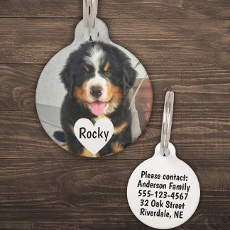 Personalized Photo, Name & Text (black) Pet ID Tag