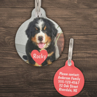 Personalized Photo, Name & Text (white) Pet ID Tag