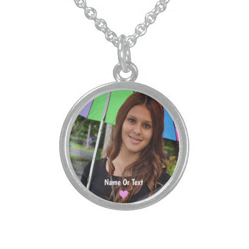 Personalized Photo  Name With Heart  Sterling Silver Necklace