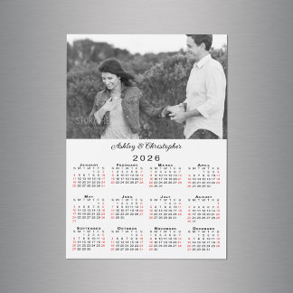 Personalized Photo Names 2026 Calendar Magnet