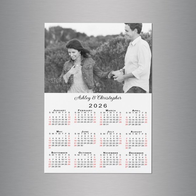 Personalized Photo Names 2026 Calendar Magnet (Personalized Photo Names 2026 Calendar Magnet in situ)