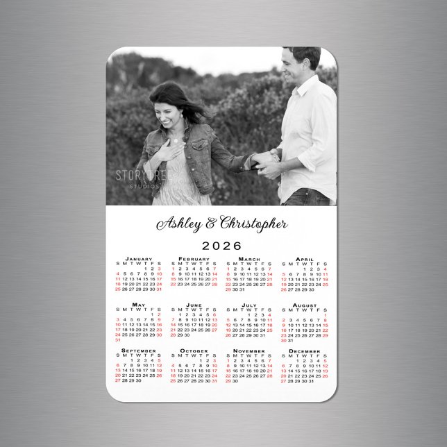 Personalized Photo Names 2026 Calendar Magnet (Personalized Photo Names 2026 Calendar Magnet in situ)