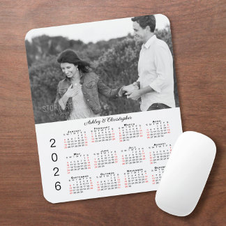 Personalized Photo Names 2026 Calendar Mouse Pad