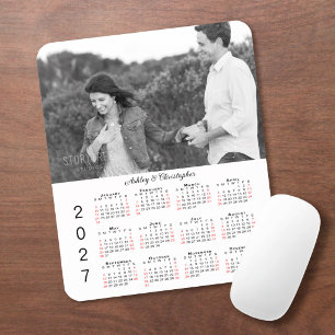 Personalized Photo Names 2027 Calendar Mouse Pad
