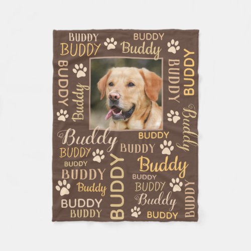 Personalized Photo Names  Brown Dog Blanket