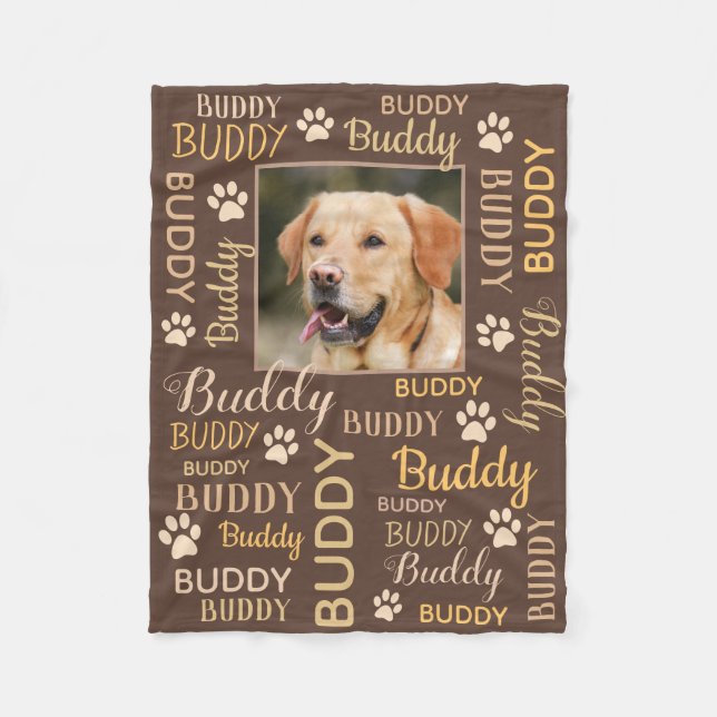 Personalized Photo Names | Brown Dog Blanket (Front)