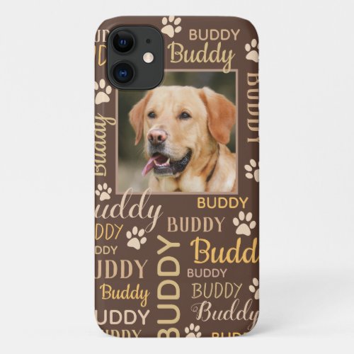 Personalized Photo Names Brown Dog iPhone 11 Case