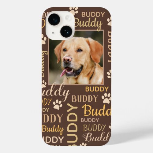 Personalized Photo Names Brown Dog Case_Mate iPhone 14 Case