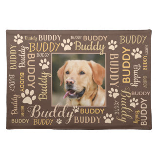 Personalized Photo Names | Brown Dog Cloth Placemat