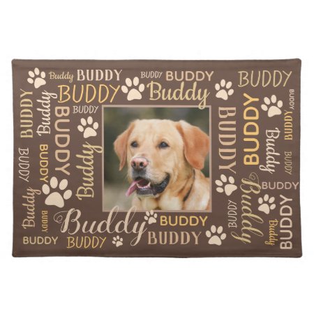 Personalized Photo Names | Brown Dog Cloth Placemat