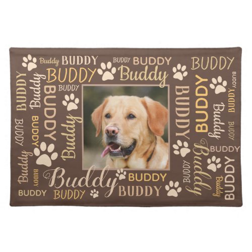 Personalized Photo Names  Brown Dog Cloth Placemat