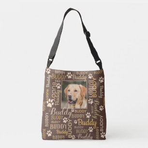 Personalized Photo Names   Brown Dog Crossbody Bag